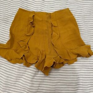 Tularosa Yellow High Waist Ruffled Shorts
